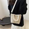 Bolso Cubo Sencillo 2024 Invierno Nuevo Corea del Sur Ins Pana Bolso de Hombro Cruzado Bolso de Mano con Texto para Mujer