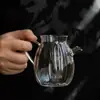 Tetera verde transparente con asa, juego de té de vidrio de borosilicato de alta calidad, tetera de mano, juego de té de kung fu para el hogar