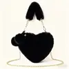 Versión Coreana del Nuevo Bolso Versátil Love Bolso de Felpa de Otoño Bolso de Mujer Bolso de Hombro Bolso de Mano Bolso Cruzado con Cadena para Mujer