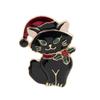 Estilo Navideño Europeo y Americano Lindo Gato Sombrero de Navidad Broche de Moda Simple Diamante Animal Broche de Mezclilla Joyería