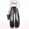 Jeans wide leg retrô americano com detalhe de bigode de gato para mulheres, novo estilo outono, lavado e com efeito desgastado, corte solto, versátil, comprimento total, calça de perna curva