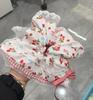 Lenço Quadrado Vazado Branco Cereja de Renda Feito à Mão Scrunchie Doce Feminino Rabo de Cavalo Elástico de Cabelo