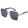 Nuevas gafas de sol cuadradas sin marco, pequeñas gafas de sol de metal con fragancia, gafas de sol de media montura, estilo retro de celebridades de Internet, gafas de sol de montura grande estilo océano.
