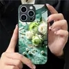 Aplicável ao Apple 18PRO Capa de Vidro Temperado 17PROMAX Flor Amarela Branca Rosa iPhone16 Pérola 15pro