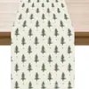 Camino de mesa decorativo navideño más vendido transfronterizo, venta directa del fabricante, mantel con estampado de árbol de Navidad y Papá Noel al por mayor