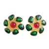 Pendientes de botón de perla de esmalte irregular chapados en oro auténtico con grabado antiguo medieval vintage 925, de moda vintage