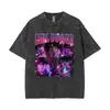 Camiseta Retrô Lavada Desenho Animado Filme Kpop Demon Slayer Camiseta Gráfica Engraçada de Tigre Derpy Masculina e Feminina Casual