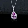 Collar S925 Plata de Ley Forma de Pera Gota de Agua Mujeres Gema Rosa de Cultivo Colgante Incrustado para Ropa Formal Ropa de Noche Cumpleaños Aniversario
