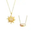 Collar Clavícula Colgante de Sol Zirconia Súper Brillante 5A Transfronterizo Europeo y Americano Omaca Material Acero Inoxidable Chapado en Oro Real de 18K