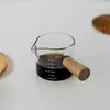 Jarra creativa para café y leche con mango de madera, vidrio de borosilicato alto, para espresso, latte y café italiano, taza medidora pequeña, jarra de leche pequeña, recipiente de leche