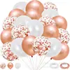 Set de Globos de Lentejuelas Color Oro Rosa Metálico de 12 Pulgadas Globo de Lentejuelas Rosa y Plateado Globo para Decoración de Fiesta de San Valentín