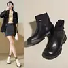 Botines calcetín de moda para mujer, nueva colección otoño/invierno 2026, estilo británico, botines con cremallera trasera, botas ajustadas, botas estilo Martin de cuero suave