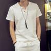 Uma geração de nova moda verão linho manga curta conjunto de camiseta shorts masculinos algodão linho plus size conjunto casual atacado