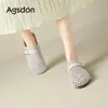 Pantuflas Cerradas Augu Shiden Negras para Mujer 2026 Nuevas de Verano para Exteriores Tejidas de Red Sandalias Semi-Zueco Cómodas