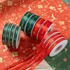 Cinta de poliéster de 2.5 cm con estampado dorado para árbol de Navidad, regalo y empaque de caja de regalo, cinta decorativa navideña, DIY