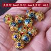 Esmalte Azul Quemado Cloisonné de Oro de 18 Quilates que Conserva el Color Cuentas Redondas Rojas Cuentas Espaciadoras Pulsera de Bola de Flor DIY Pulsera Accesorios de Joyería Rojos
