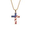 Collar de bandera a juego de colores de acero inoxidable para comercio electrónico transfronterizo, moderno para hombre, colgante de cruz de personalidad europea y americana, chapado en oro de 18 quilates, joyería