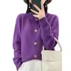 Cardigan de Punto Casual Versátil Color Sólido Cuello Redondo Nuevo Primavera Otoño Clase Nanyou Shenzhen para Mujer