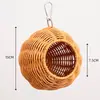 Nido de loro de ratán casa de pájaros para periquitos, cacatúas, agapornis, accesorios para jaulas de pájaros, nido de pájaro colgante, caja de cría de pájaros, adecuado para todas las estaciones