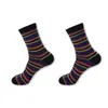 Calcetines Transfronterizos Amazon Nuevo Producto Comercio Exterior Rayas Bloques de Color Negocios Medias de Media Pantorrilla Simples Calcetines Originales de Zhuji