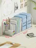 Estante de almacenamiento de escritorio, estantería, diseño de pie, adecuado para dormitorios, con compartimentos para organizar libros ilustrados infantiles, y una caja de almacenamiento de archivos para escritorios de oficina
