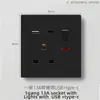 Enchufe de Interruptor Esmerilado Estándar Británico de Exportación Negro, Un Interruptor Enchufe Multifuncional de Cinco Agujeros USB Estilo Europeo Interruptor de 25A