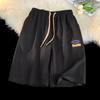 Bermuda de Praia com Etiqueta Oversized para Meninos Verão Tendência Marca Filhotes Shuai-fried Street Calça Casual Solta Waffled