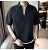 Camisa Polo de Manga Corta con Cuello de Solapa Estilo Niche de Verano 2026 para Hombre, Color Sólido, Sencilla, Holgada, Moderna, Ligera, Top Versátil