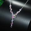 Colar de Tesouro Cor Safira Papalacha de Alto Padrão e Sensação de Luxo Leve Conjunto de Diamante Rosa Roxo Lavanda Turmalina Corrente para Mulheres