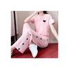 Traje deportivo de ocio para mujer, de manga corta, verano 2025, nueva moda coreana, suelto, rosa, conjunto de dos piezas para comercio exterior