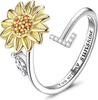 Anillo Giratorio de Girasol Ajustable Transfronterizo Europeo y Americano Antiestrés Ansiedad Anillo de 26 Letras Anillo Giratorio de Girasol
