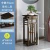 Nova prateleira de flores em estilo chinês para sala de estar, piso de madeira maciça, flores verdes para ambientes internos, 2024, novo estilo, suporte para vasos de flores de varanda