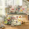 Funda de Almohada Floral Retro de Primavera Transfronteriza Temu Amazon Más Vendida para Oficina, Dormitorio y Sofá