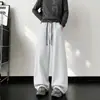Calça de moletom reta com cós em bloco de cor, peso pesado e caimento drapeado, personalizada para homens e mulheres, novo estilo outono, calça esportiva casual de malha roxa solta