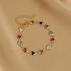 Joia de Mão Étnica Transfronteiriça Europeia e Americana, Pulseira de Miçangas com Strass Coração de Amor, Estilo de Férias, Coração a Coração Personalizado, Luxo Leve