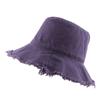 Chapéu Balde de Algodão com Borda Desfiada Estilo Japonês Estilo Monocromático Jeans Chapéu de Pescador Chapéu de Sol Feminino Chapéu de Lona Lavada Desfiada da Moda