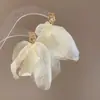 Brincos de Franja Flor de Cristal com Agulha de Prata Estilo Xiaohongshu, Brincos Frescos e Modernos de Verão, Acessórios de Orelha Doces e Versáteis