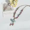 Novo Estilo Étnico Chinês Retrô Boêmio Corda de Cerâmica Jingdezhen Colar Acessórios de Alto Padrão Estilo Zen Feminino