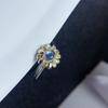 Nuevo Anillo Plata 925 Electrochapado 18K Incrustado Piedra Lunar Azul Natural Bicolor Flor Boca Viva Anillo de Mujer Envío Directo