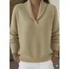 2026 Moda Amazon Transfronteriza Cuello en V Manga Larga Otoño/Invierno Nuevo Jersey de Punto Color Sólido Suéter Holgado