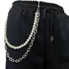 Joia Transfronteiriça Europeia e Americana Corrente de Cintura Simples de Pérola Artificial Acessórios Femininos Corrente de Metal Multicamadas Decoração de Corrente de Calça Estilo Retrô