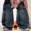 Jeans de Pana para Niños de Otoño e Invierno Pantalones Anchos Sueltos para Niños Pantalones Cálidos para Niños Medianos y Grandes Pantalones Curvos de Pana de Una Pieza