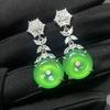 Pendientes Estilo Celebridad Chapados en Plata con Incrustaciones de Crisoprasa Hielo Cierre de Seguridad Pendientes de Ágata Estilo Chino Pendientes de Donut de Jade