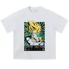 Directo del fabricante: Camisetas de manga corta estilo vintage, desgastadas y oversized, con estampados grandes de personajes de manga y anime, adecuadas para ventas transfronterizas