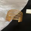 Pulseira Geométrica Aberta de Metal Multi-Camada Europeia e Americana, Elegante da Moda, Estilo Retro Cool, Joia de Luxo Leve e de Alta Qualidade
