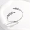 Moda Europea y Americana Pulsera Abierta de Acero Titanio con Hoja Personalizada y Espiga de Trigo para Mujer Pulsera Hidráulica en forma de C de Acero Inoxidable Pulsera Transfronteriza