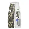 Pantalones Casuales Rectos de Pierna Ancha con Parches Camuflaje Retro Americano para Hombres y Mujeres Verano Estilo Callejero Sueltos Bloque de Color Deportivos Largos
