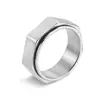 Joyería de Comercio Electrónico Transfronterizo: Anillo Giratorio de Acero de Titanio Grabado de Siete Puntas, Joyería de Nicho Cepillada para Hombre, Accesorios Estilo Punk