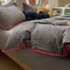 Conjunto Simples de Algodão Tingido em Fio Algodão Lavado Estilo Japonês Conjunto de Quatro Peças Algodão Puro Conjunto de Cama de Três Peças Dormitório Estudantil Transfronteiriço