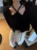 Estilo Pura Sexy Garota Quente Camisola de Tricô com Gola Halter para Mulheres, Roupa Íntima de Verão, Lindo Top Curto Tubo nas Costas, Sem Mangas, Sexy